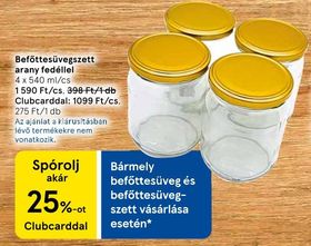 Befőttesüvegszett arany fedéllel – Tesco