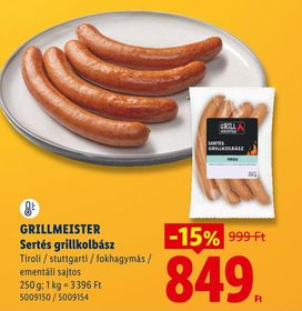GRILLMEISTER Sertés grillkolbász – Lidl