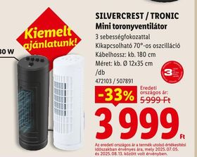 SILVERCREST / TRONIC Mini toronyventilátor – Lidl